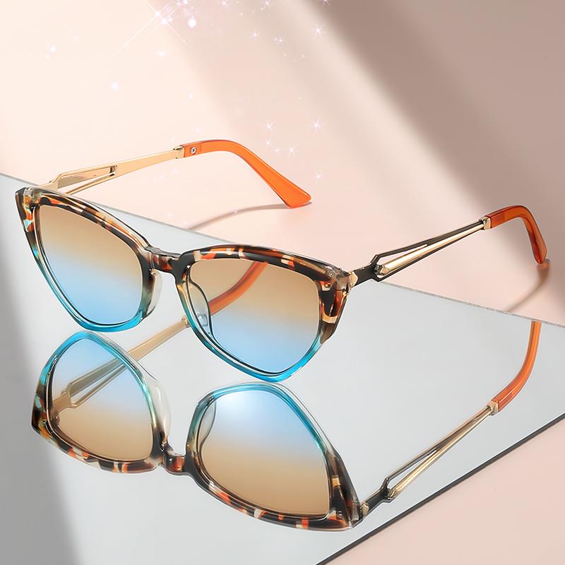 New cat-eye-shaped sunglasses with metal hollowed-out temples personalized hip-hop party decoration sunglasses