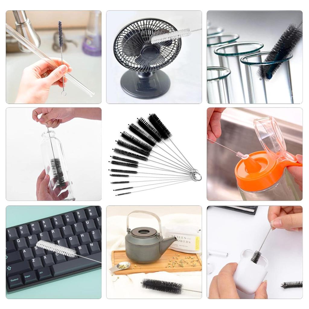 Čisticí kartáče Kartáč na láhev Kartáč na láhev Dlouhý kartáč na mléčnou hadici Nylonový kartáč na brčka pro zkumavky Tryska konvice