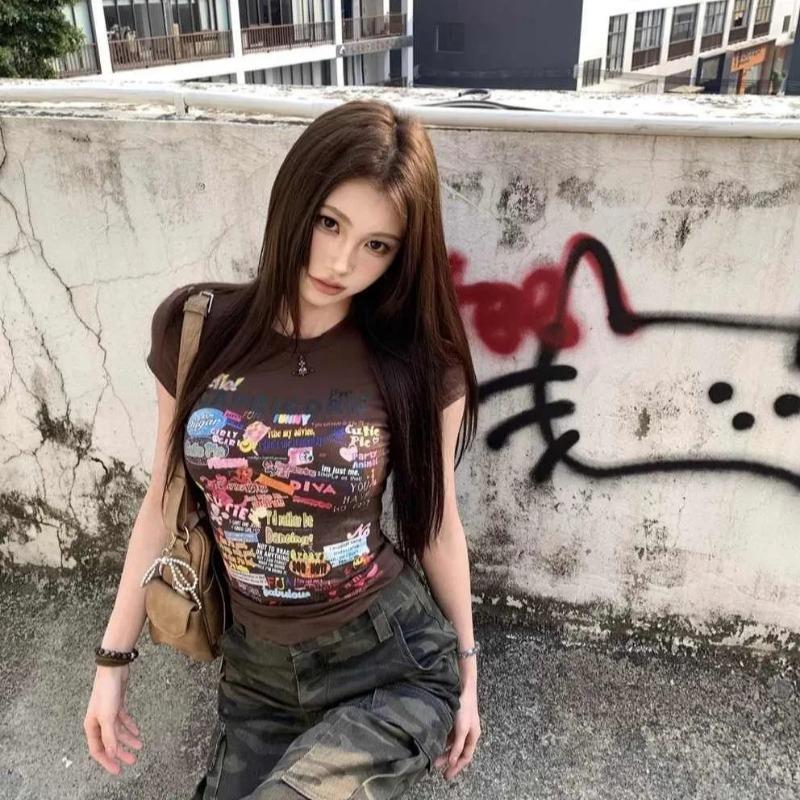 New Printed Short-sleeved T-shirt Summer Round Neck Top