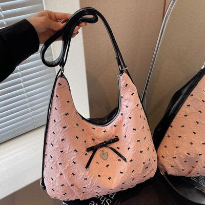 Bow Lazy Feeling Large Capacity Shoulder Bag Women's New Messenger Bag Fashion Commuter Sweet Backpack
