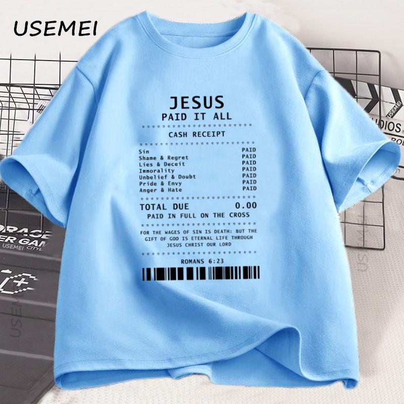 Jesus Paid It All T Shirt Christian TShirt Jesus Loves Me Tshirt Trendy Faith Religious Tees Unisex Women Cotton Loose Clothes