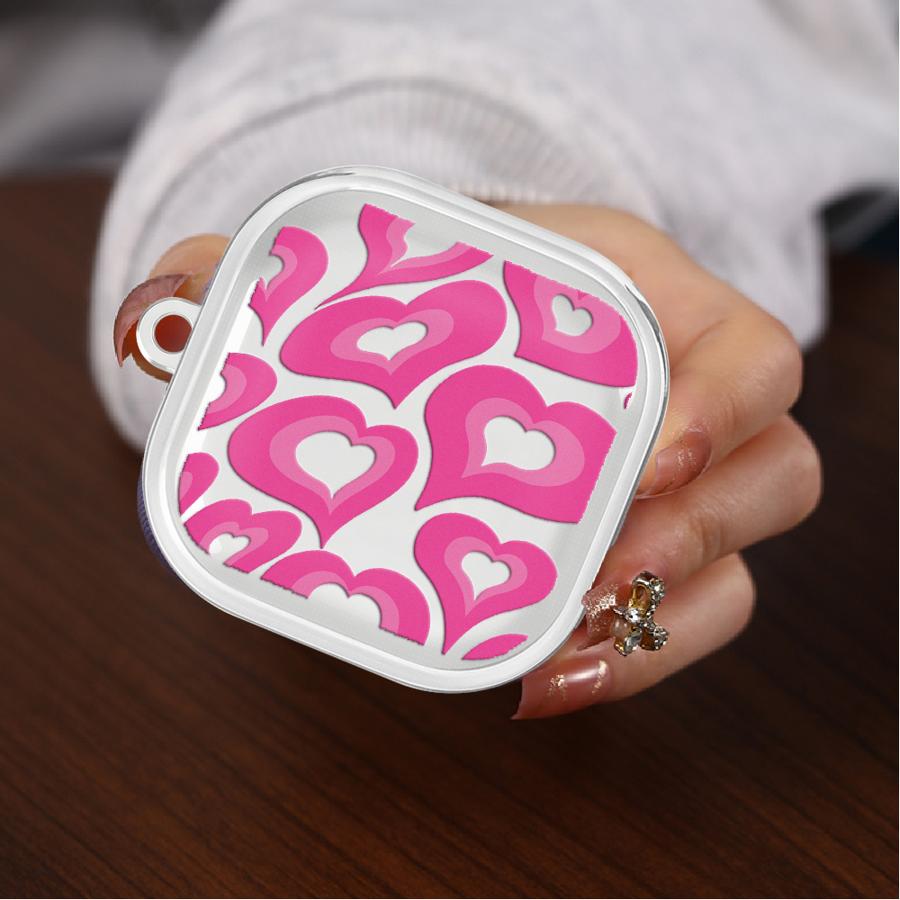 Clear Earphone Cases Cover With Hook Case For Samsung Galaxy Buds 3 FE 2 4 Pro 2Pro 3Pro 4Pro Live Cute INS Pink Love Heart