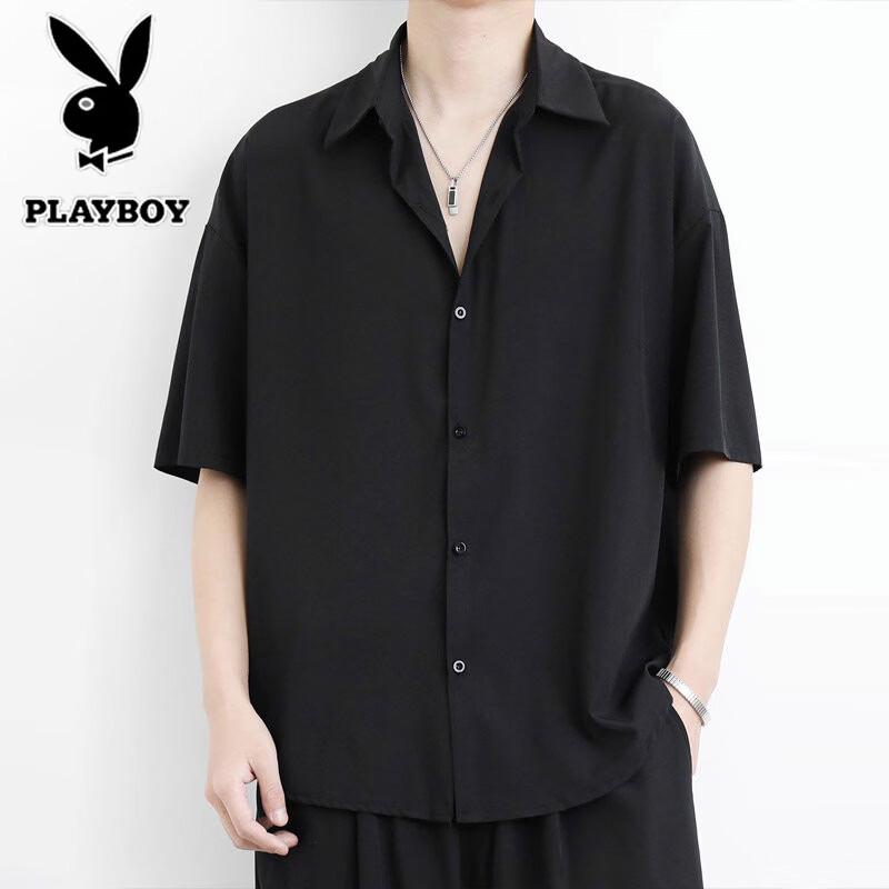 

PLAYBOY Men s Short Sleeve Casual Lapel Shirt XL