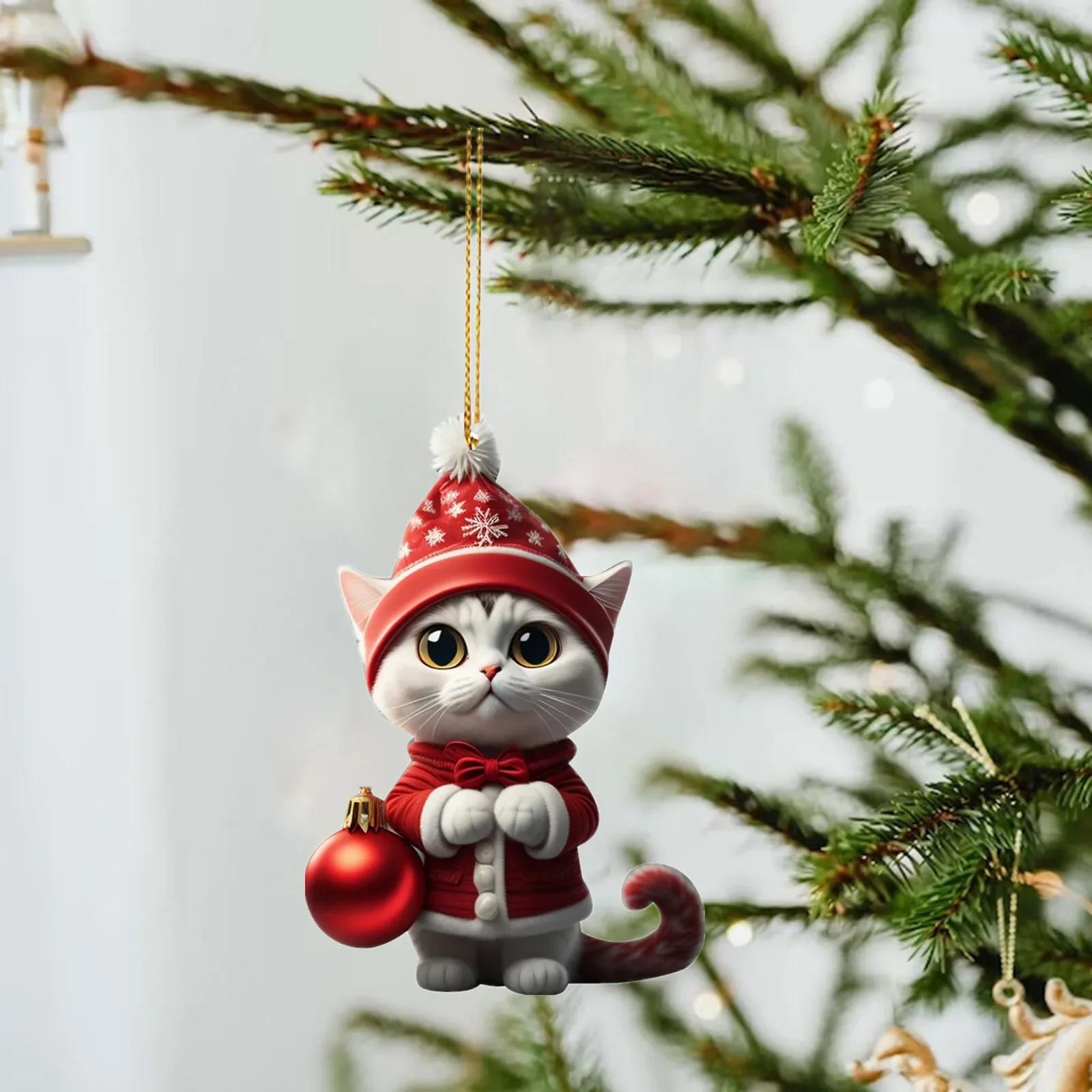 

Мультфильм милый кот 2023 рождественские украшения подвесные украшения подарок Рождественская подвесная елка персонализированный кулон товары для вечеринок