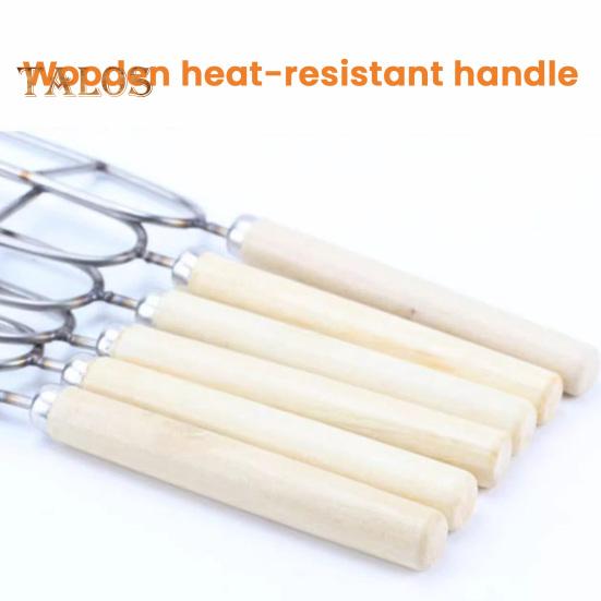 Stainless Steel Barbecue Skewers Double-Pronged BBQ Skewers 36cm Camping Grill Forks with Wooden Handle for Chicken Shrimp Kebabs