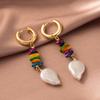Irregular Shape Fashionable Earrings With Colorful Natural Stones And Faux Pearls