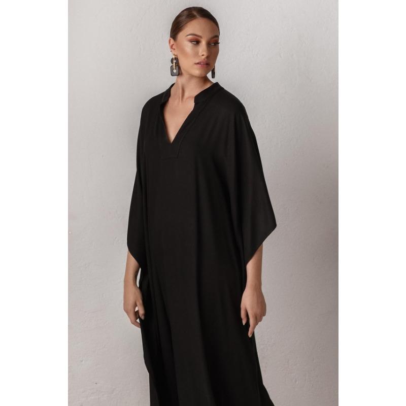 Damenmode Sommer Frühling Einfarbig Druck 1/2 Ärmel V-Ausschnitt Lockere Taille Freizeitkleider