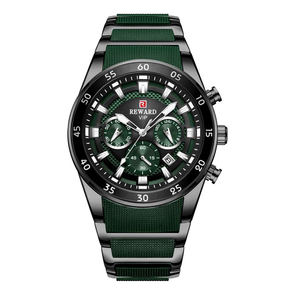 New Sport Watches for Men Fashion Silicone Stainless Steel Quartz Watches Waterproof Chronograph Wrist Watches