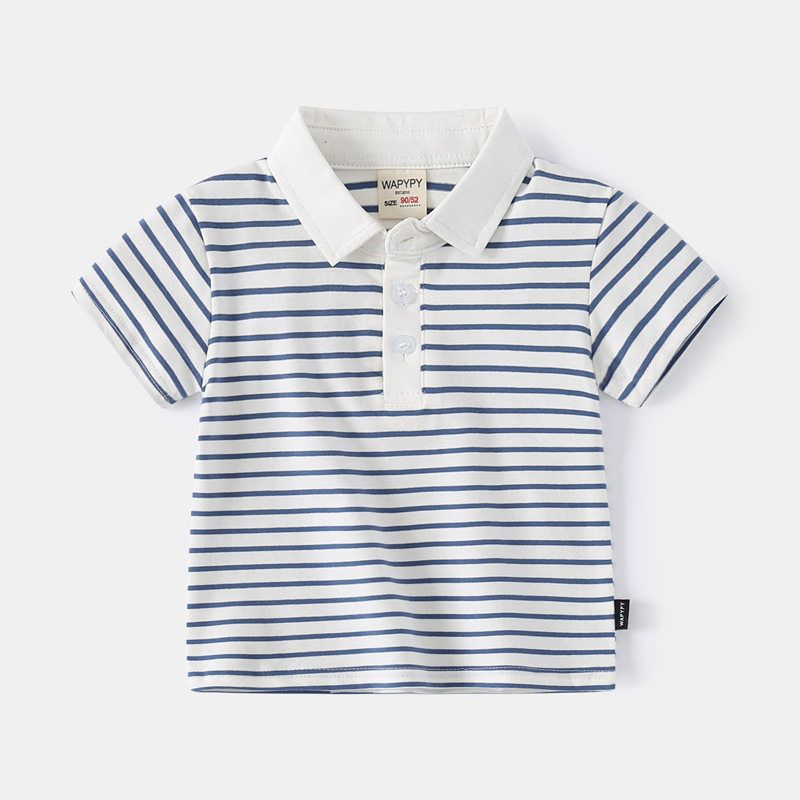 Boys' Stripes Short Sleeve T-shirt Clothes Children's Clothing Summer Children's Polo Shirt K-style Baby Boys' Lapel Half Sleeve Tops