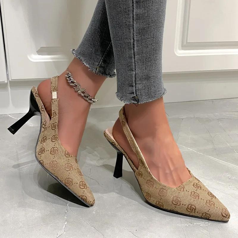 Fashion Fashion Sexy Slip-on Women's High Heels Summer Designer New Soft Sole Pointy Embroidery Spring Autumn Casual Ladies Shoes