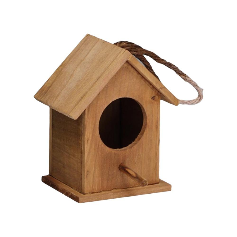 Handmade Bird Nest Box Weather-Resistant Bird Breeding Box Wooden Bird House Yard Decoration Brown Style A