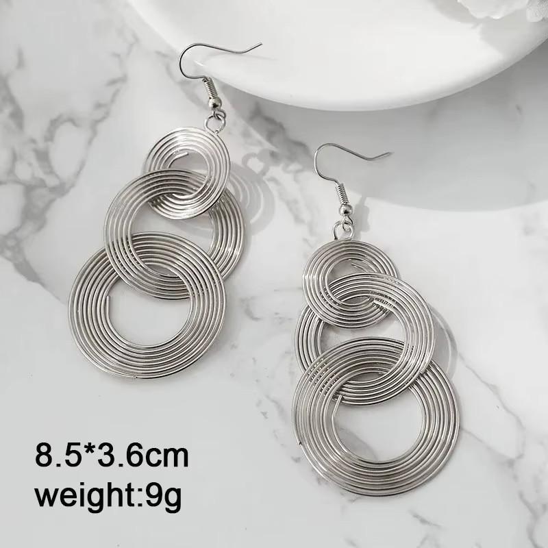 Exaggerated Punk Drop Earrings for Women Big Circle Personality Female Ear Jewelry Gold Metal Earrings boucle