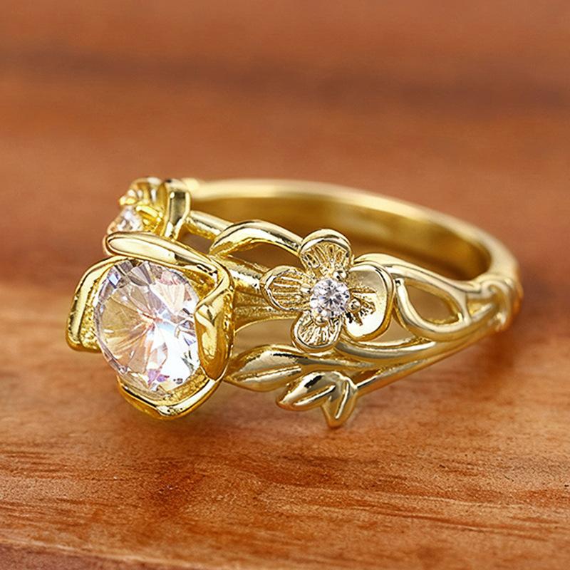 New Women's Ring, Sweet and Gentle Wind Flower-shaped Zircon Ring, Fashionable Daily Versatile Accessories