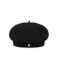 Bajal Va Curved Oval Metallic Wool Beret Black