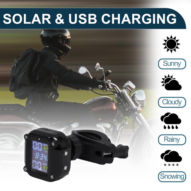 Motoforti Motorcycle Tire Pressure Monitoring System Kit 433/315MHz Tire Pressure Sensor Kit 1 Set