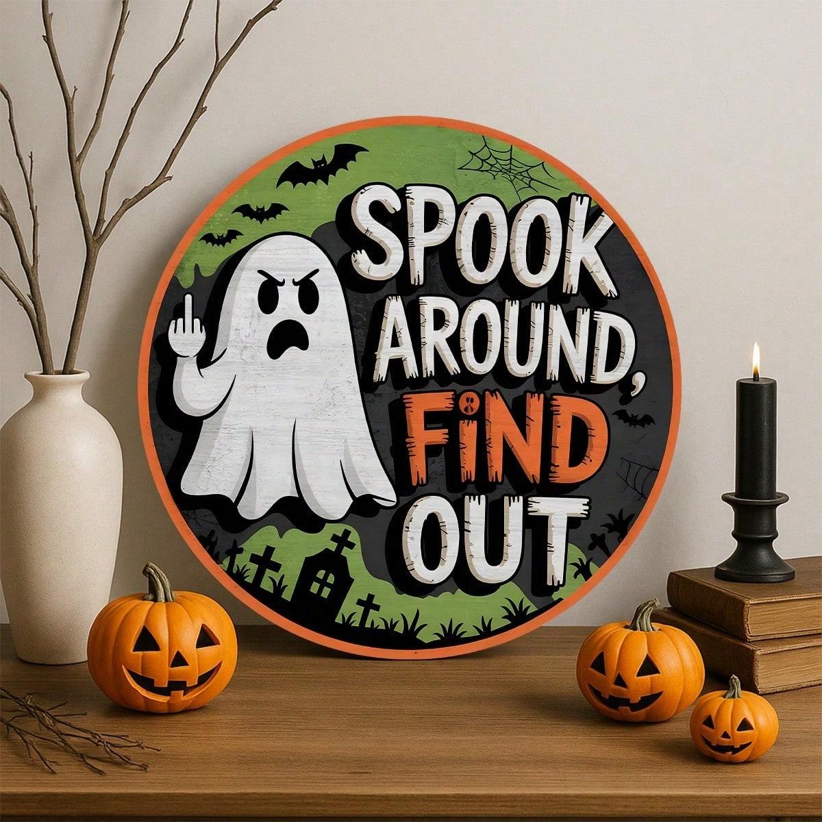 

Halloween Ghost Iron Wall Art Middle Finger Decor for Home