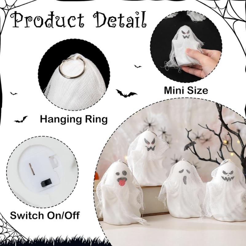 Halloween Party Decorations Outdoor/Indoor Hanging Ghosty Decors with Light for Tree,Yard,Window Halloween Ghosty Light