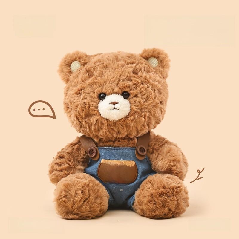 Embroidered Cartoon Cute Denim Overalls Teddy Bear Plush Toy For Gift Children