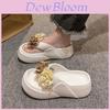 Stylish Summer Flip Flops For Women With High Thick Sole Floral Design And Anti Slip Feature