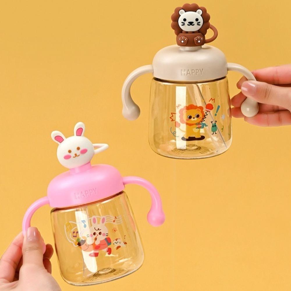 

350ml Baby Feeding Bottle with Straw Toddler Milk Cup Portable Baby Drinking Cup Outdoor рожевий