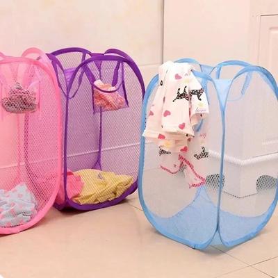 Folding Dirty Laundry Sorting Basket Washing Frame Bathroom Cloth Mesh Storage Bag Frame Bucket Laundry Organizers Storage Pouch