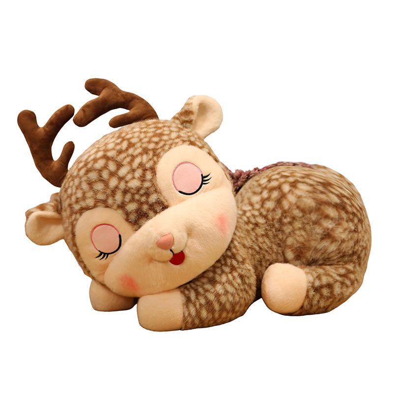 Cute Cartoon Sika Deer Plush Toy - Lying Fawn Pillow Doll