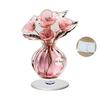 2D Flat Flower Ornament, 360-Degree Rotating Vase Acrylic Ornament with Base, Flower Vase Tabletop Decoration for Home Desk Shelf Decor