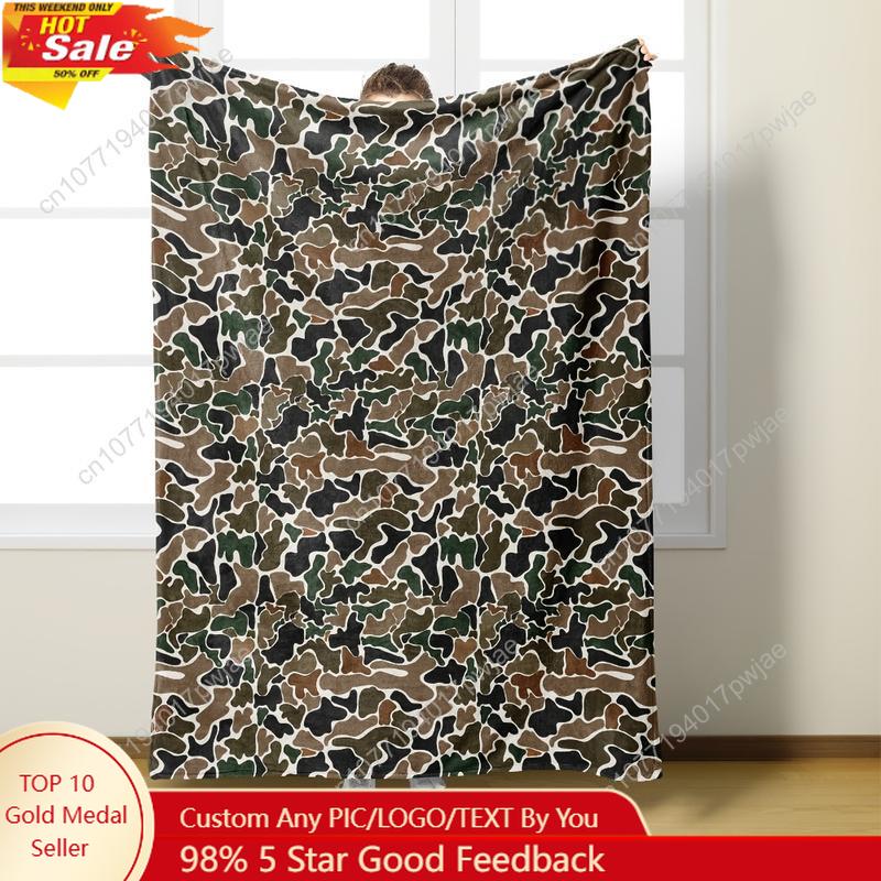 [Cozy Camo Flannel Blanket] Ultra-Soft Camo Flannel Throw Blanket - Lightweight Cozy Perfect Gift for Bed Custom blankets 75X95CM