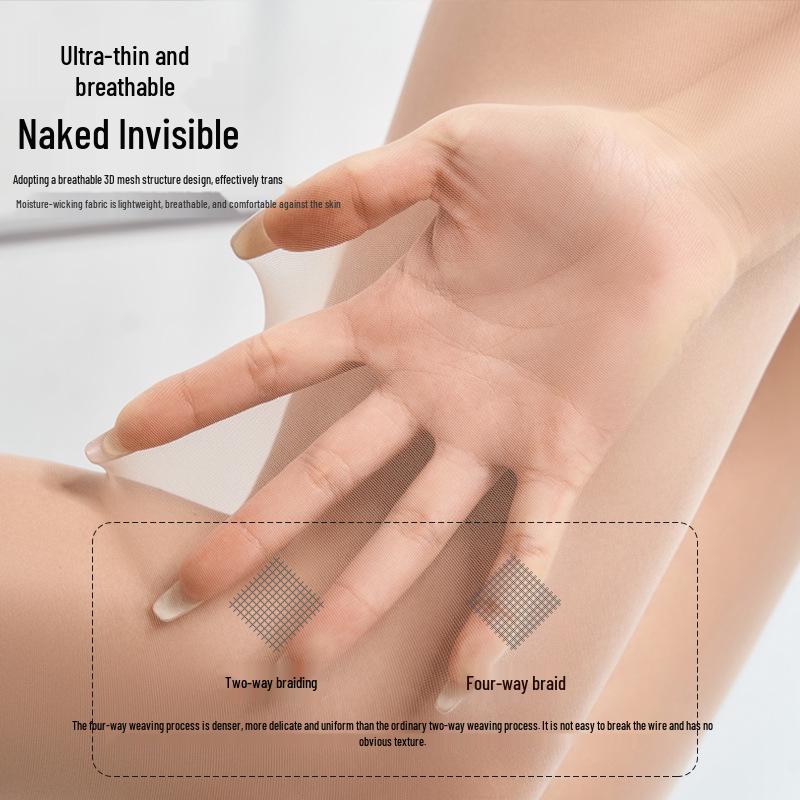 Ciorapi dama ultra-subțiri anti-agățare - Nude/Negru, Mărimi mari, Primăvară/Vară