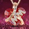 Mother Day Heart Pendant Necklace Faux Gem Letter Print Shiny Rhinestones Luster Women Necklace Jewelry Gift