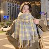 Scarf Women's Winter Korean Edition New Versatile Student Premium Sense Warm Thickened Scarf Couple Plaid Shawl
