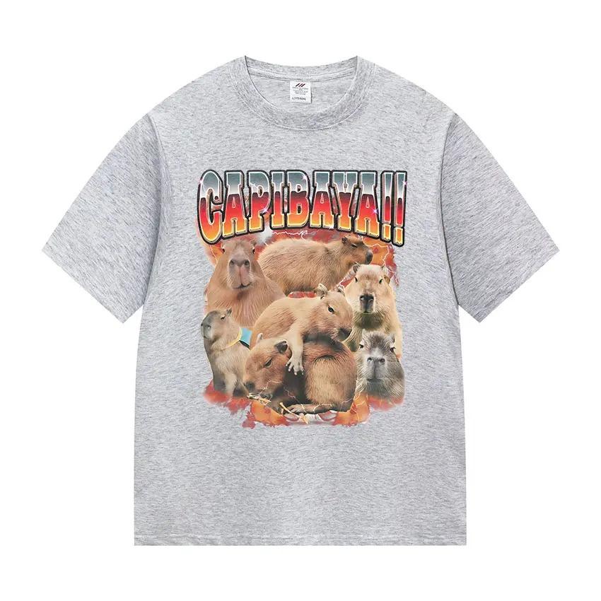 Capybara Meme Graphic Tee 100 Premium Cotton Vintage Washed Oversized Unisex Street Fashion Women And Men Tshirts