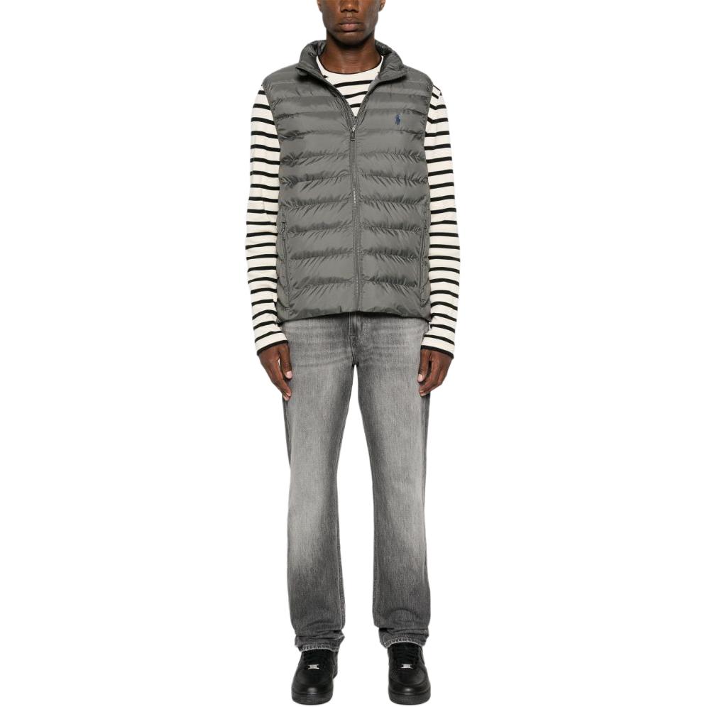 Polo Ralph Lauren Stand Collar Loose Zip Long Sleeve Vest Men Vest Charcoal-Gray 710949956-001