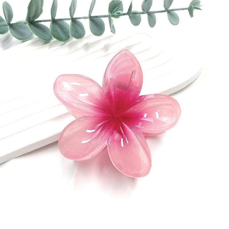 Retro Colorful Frangipani Flower Hair Claw Clip for Women