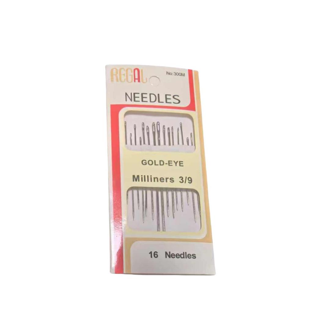 16-Piece Gold Tail Embroidery Needles Set: Large Eye Needles for Cross Stitch & DIY Sewing Projects