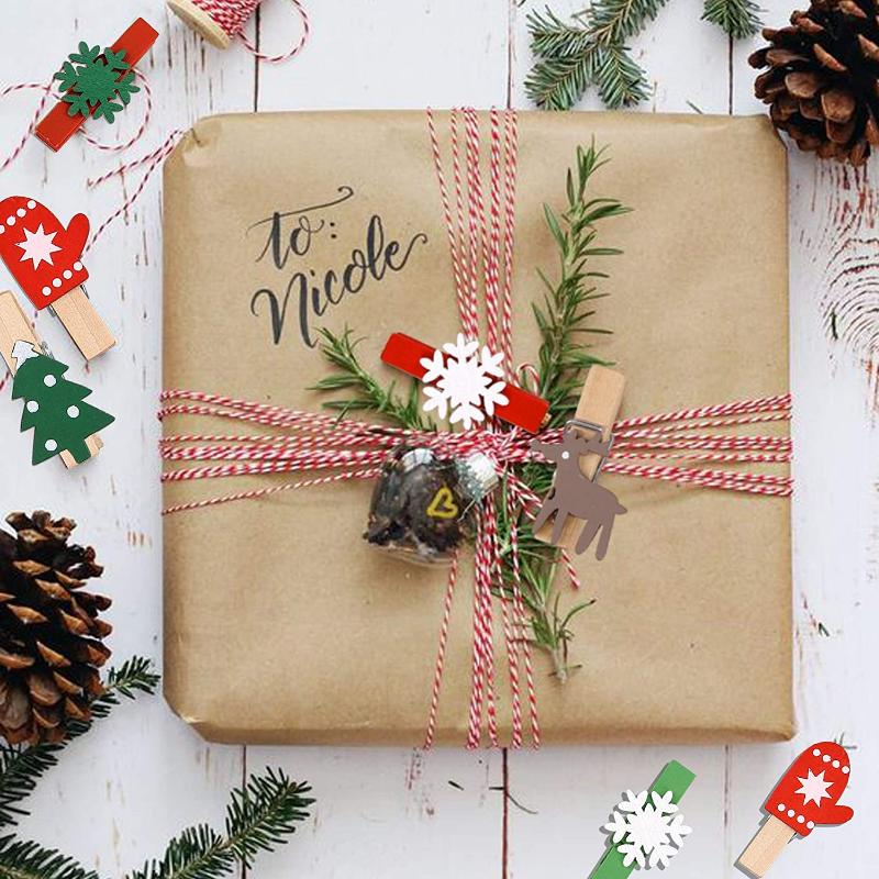 50pcs Christmas Wooden Clips New Year Party Decoration Photo Wall Clip DIY Christmas Ornaments Decorations for Home Xmas Tree