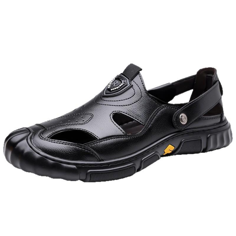Summer New Men's Leather Sandals Breathable Men's Shoes Dad Non-slip Soft-soled Casual Shoes Cross Sandals