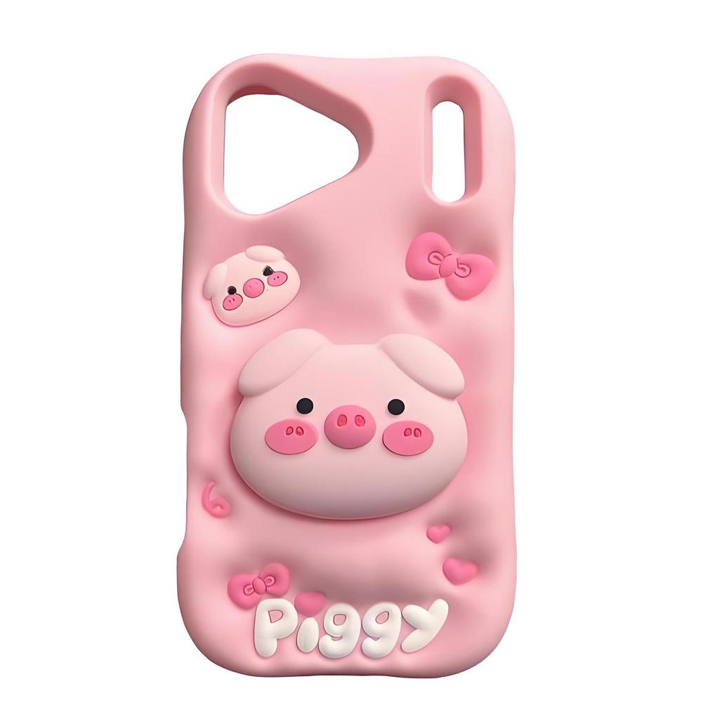 Pro iPhone 17 / 17 Pro / 17 Pro Max Roztomilý kreslený 3D měkký silikonový kryt na telefon
