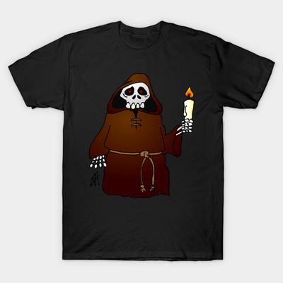 Asian Size Men Print T-shirt Super Large TShirt Skeleton-monk No-Cut Heat Transfer Print Cotton Tshirt