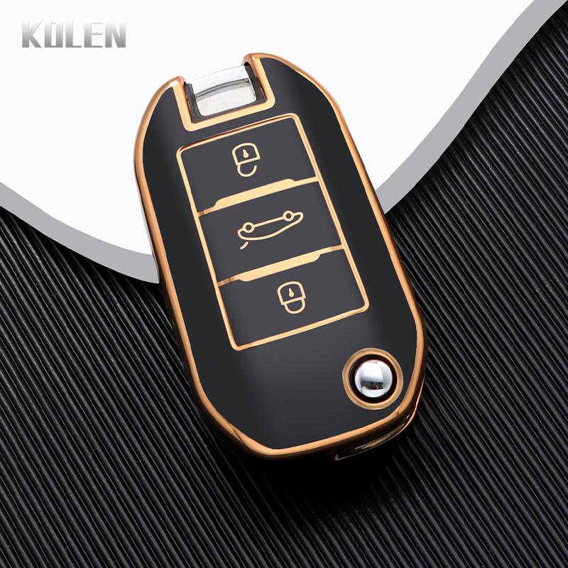 

New Tpu Car Flip Key Case Cover Shell For Peugeot 208 308 408 508 2008 3008 4008 5008 For Citroen C3 C4 Cactus C6 C8 Accessories