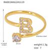 Qiong Yao 26-Letter Zircon Inlaid Jewelry Set: Gold-Plated Titanium Steel Necklace, Bracelet, Ring, and Stud Earrings.