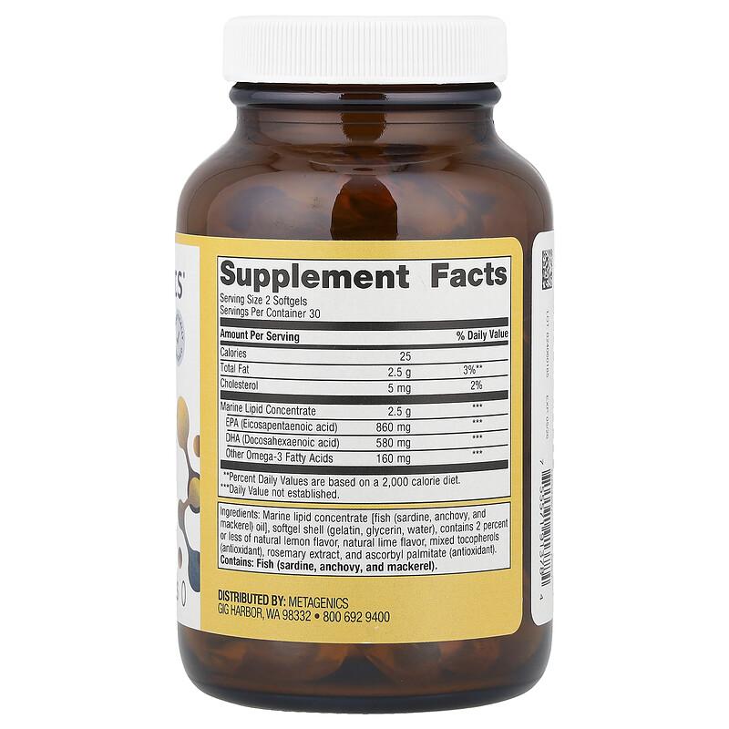 OmegaGenics®, Fish Oil EPA-DHA, Natural Lemon-Lime, 720 mg, 60 Softgels
