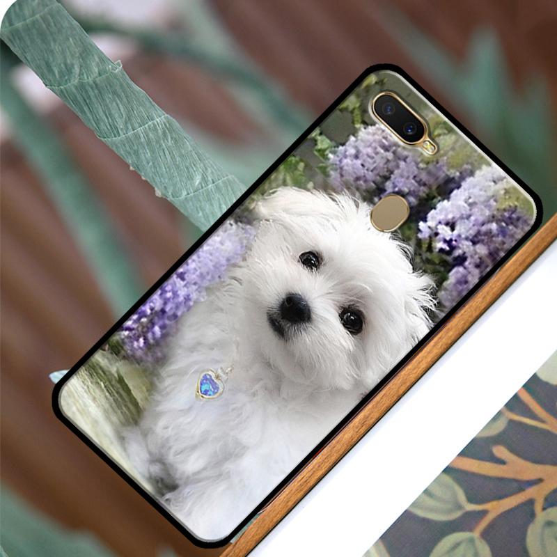Étui Chien Maltais Dessin Animé Pour OPPO A83 A91 A93 A1K A15 A3S A54 A74 A94 A5 A9 A31 A53 A52 A72 A53S Coque Arrière