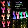 2Pcs Solar Garden Lights,Crystal Angel Stake Light Color Changing Decorative Landscape Lighting LED Solar Powered Garden Light Decoration for Patio