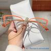 Trendy Retro Cat Eye Frame Women New Korean Style Sweet Decor Glasses Non-prescription Semi-Rimless Po Pink Eyewear
