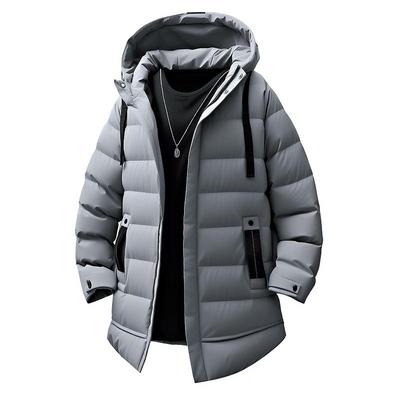 Hooded Cotton Jacket Men's Cotton Jacket Medium Long Hooded Cotton Jacket Men's Warm Cotton Jacket Men's Plush Thick Bread Jacket