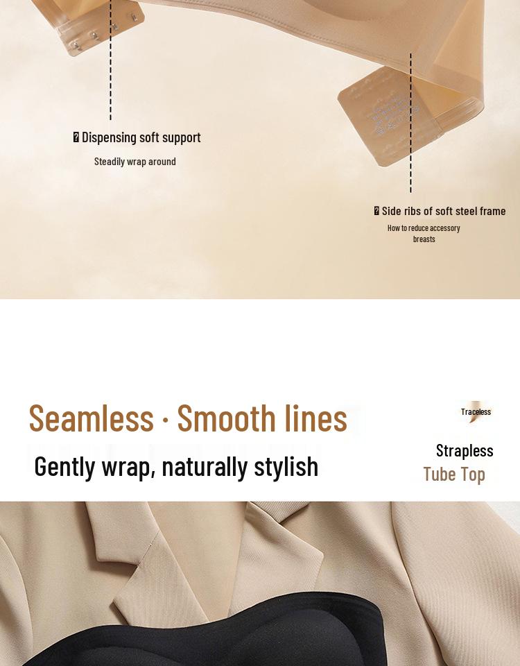 Seamless Strapless Skin-Tone Bandeau Bra for Women – Non-Slip, Off-Shoulder, Wireless Innerwear