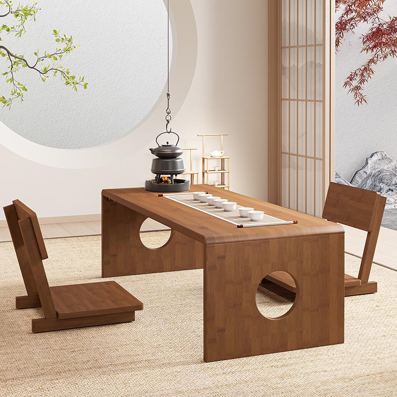 Foldable Tatami Coffee Table - Low Bamboo Floor Table