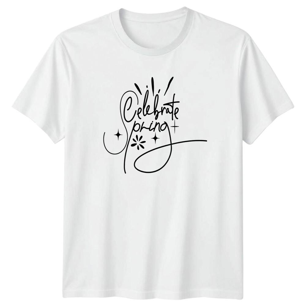 Celebrate Spring TShirt Script Floral Seasonal Spring Season S