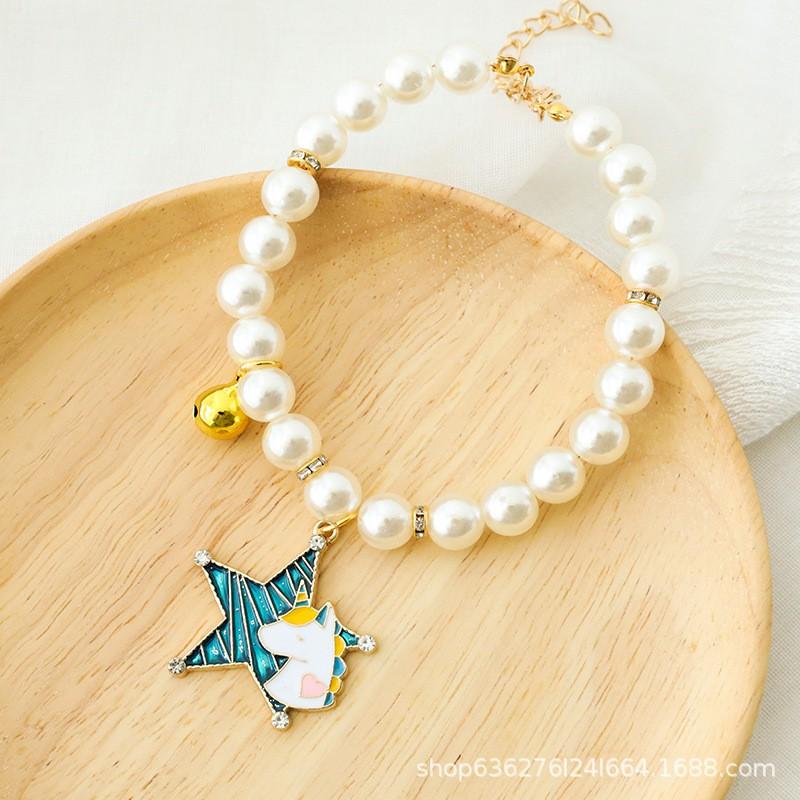Bowknot Cat Pearl Pendant Pet Collar Cute Dog Decorative Adjustable Necklace Small Pets